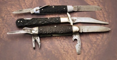 3 Vintage Rough Black knives - 4