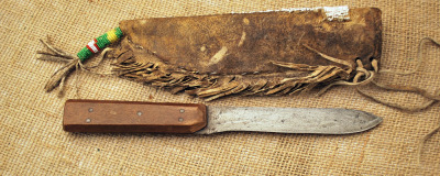 Indian knife-beaded sheath with I Wilson knife - 2
