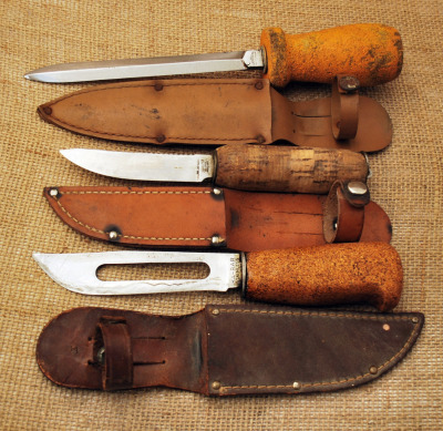 Trio vintage cork handles: Kabar and More