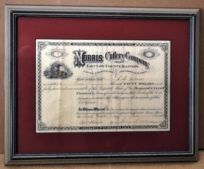 1882 Cutlery Stock Certificate - 2
