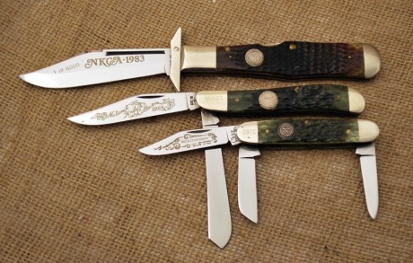 Three Green Bone Case Knives