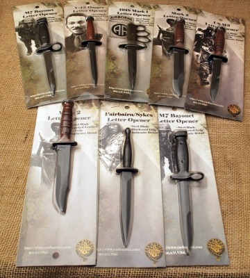Seven military knife letter openers