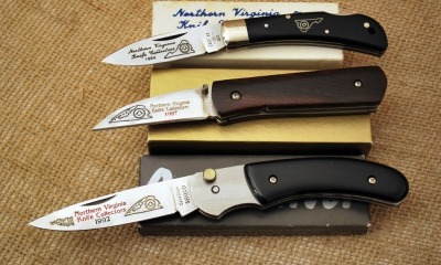 Three Northern Virginia Club knives, handmade Beverly, Case & Sarco