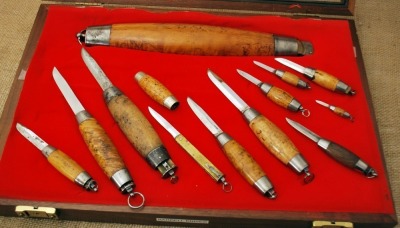 Collection of 12 Barrel knives including 10" display knife
