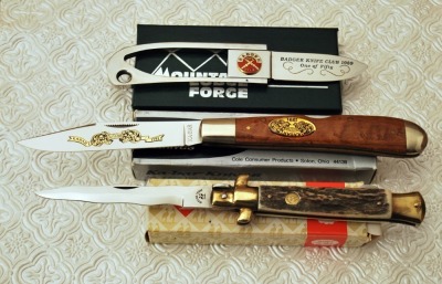 Three knives: Mtn Forge, KA-BAR, Kissing Crane