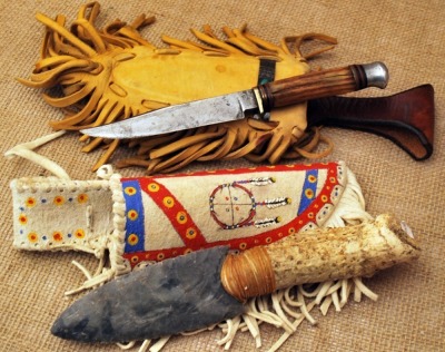 Two Indian motif knives