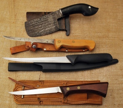 Three fillet knives