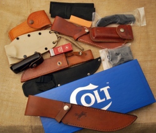 10 knife sheaths and boxes