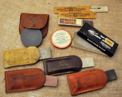 Group of 10 pocketstones, Pike, Official Scout, 2 Ka-Bar, Remington, more