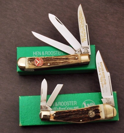 Two Stag German Rooster knives