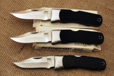 Three SOG Stingray knives