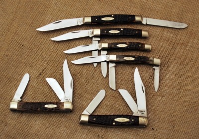 Six Case bone knives 70's-80's