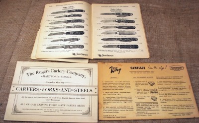 Rogers Cutlery company catalog, Camillus information sheet and Cutlery section from 1906 Woodward, Wright & Company