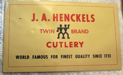 Henckels Cardboard sign
