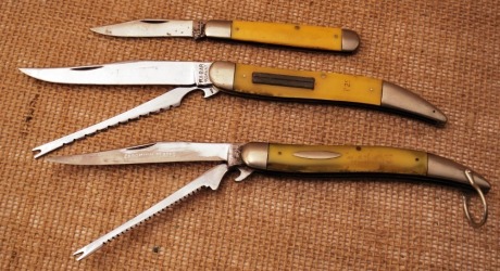 Three Yellow Vintage Knives