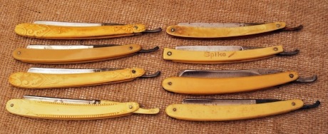 Group of 8 imitation ivory razors
