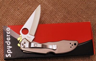 Spyderco Delica 4 with Santa Fe Stonework's Abalone web - 2