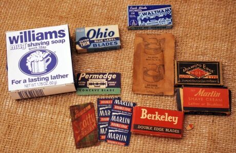 Group of shaving items, blades & soap