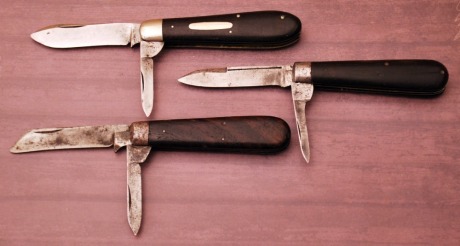 Three Vintage Holley Wood Handle Knives