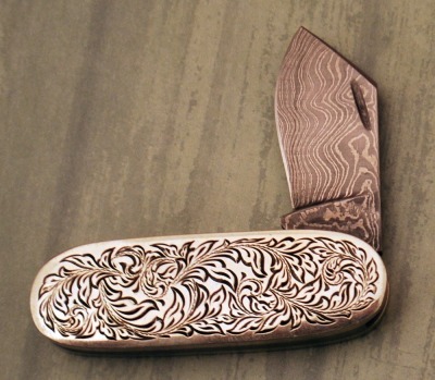 Engraved Damascus folder