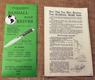 Randall Made Knives Catalog & Randall Knife Information Insert