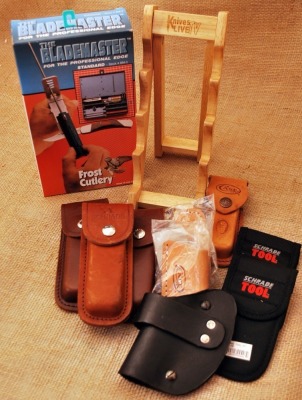 Knife Stand, Sheaths and Sharpener