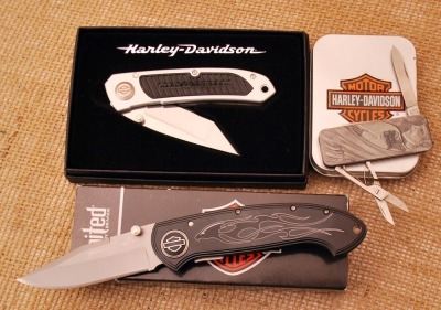 Three Harley Davidson Knives