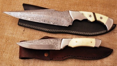 Two Unmarked Damascus Blades