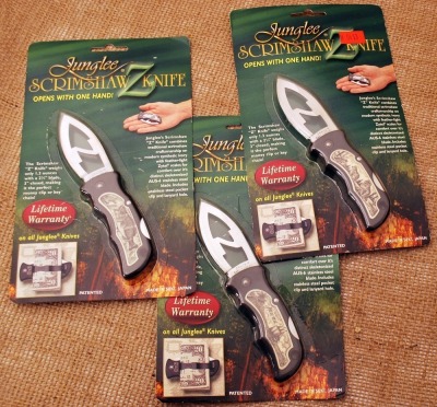 Three Junglee Scrimshaw Lockbacks