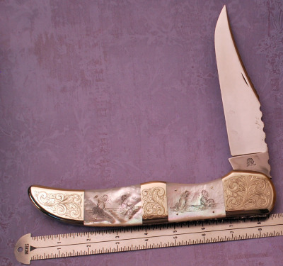 Fight'n Rooster Pearl English Display Knife