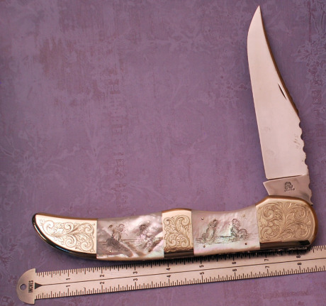 Fight'n Rooster Pearl English Display Knife