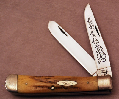 Case Blue Scroll Stag Trapper