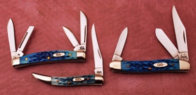 Three Blue Bone Case Knives