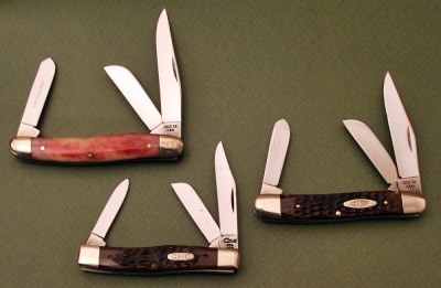 Three Case 3-blades, SR3047 and 6347 1/2 bone, and moder 6332, all mint.