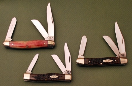 Three Case 3-blades, SR3047 and 6347 1/2 bone, and moder 6332, all mint.