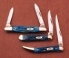 Trio of Blue Bone Case Knives
