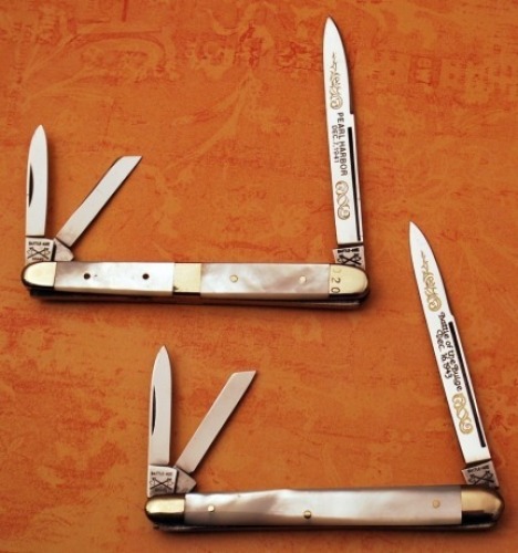 Pair of Battle Ax WWII Pearl whittlers