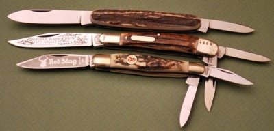 Three stag handled German knives