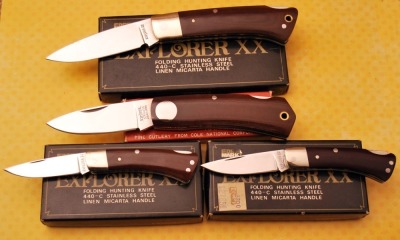 Four micarta handled lockbacks