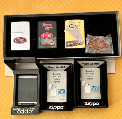 Three Case Zippos and a Zippo Pin