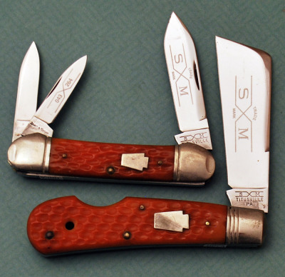 Pair of Schatt and Morgan Red Bone Handles