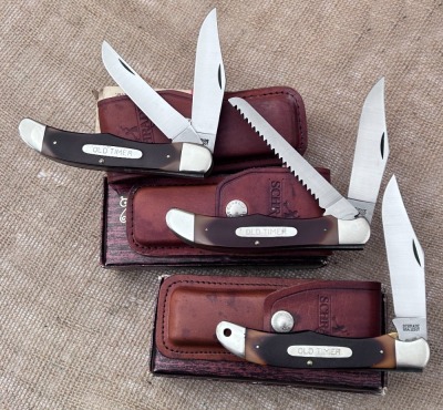 Trio of Schrade Old Timer Folding Hunters