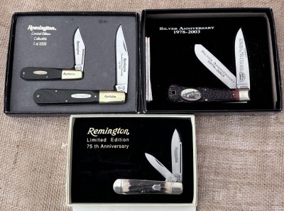 Trio of Remington boxed knives