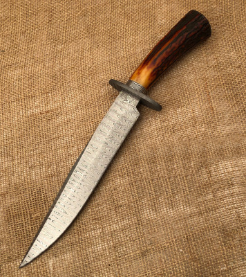 Mike Ruth Damascus Stag handled Bowie