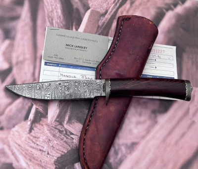 Mick Langley Canada Damascus Wood hunter-Damascus fitting