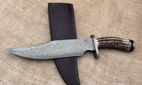 Stek (Craig Steketee) Damascus Stag Bowie--Damascus guard