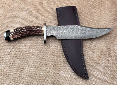 Stek (Craig Steketee) Damascus Stag Bowie--Damascus guard - 2