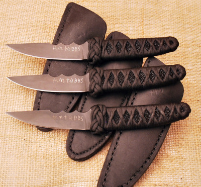 H. M Tubbs Trio of Hand Wrapped Oriental Fixed Blades