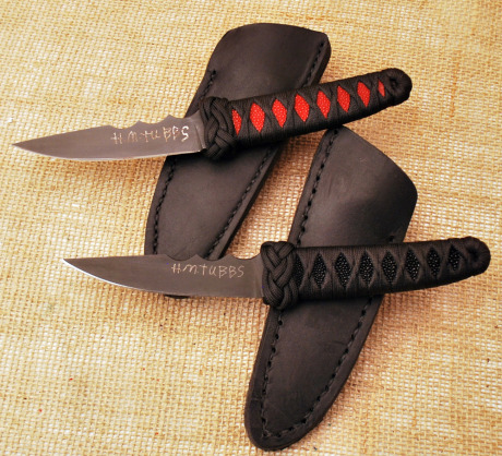 H. M Tubbs pair of Hand Wrapped Oriental Fixed Blades