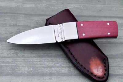 P. Sheehan pink ivory wood stubby fixed blade